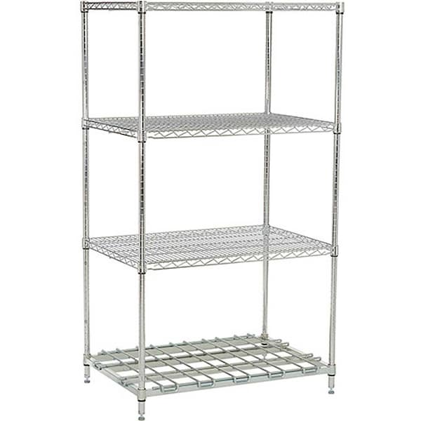 Nexel Nexelon, 4 Tier, Wire Shelving Unit, 1 Heavy Duty Shelf, 60W x 18D x 86H 186081DSN - main